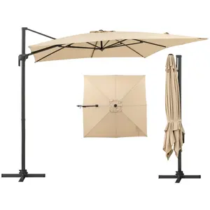 CostwayParasol Cantilever de 300cm Parasol Déporté Carré avec Rotation... pas cher