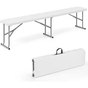 CostwayBanc Pliable en Plastique de 182cm Banc de Pique-Nique pour Bar... pas cher