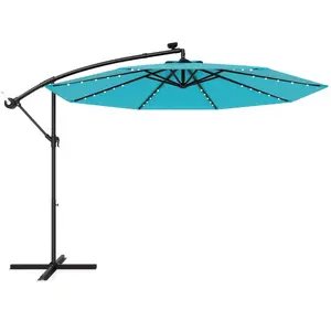 CostwayParasol Déporté Solaire de 300 cm 40 Perles de Lampe Panneau So... pas cher