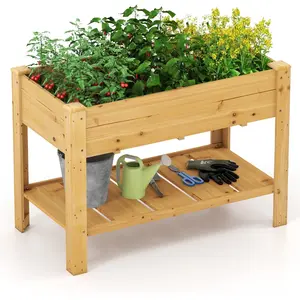 CostwayJardinière Surélevé en Bois avec Trou de Drainage Lit de Jardin... pas cher