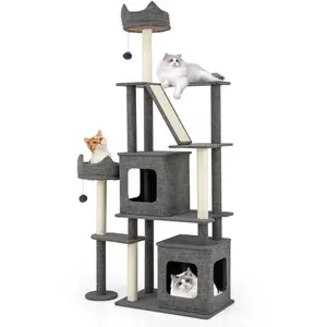 CostwayArbre à Chat de 180 cm Tour pour Chat à Plusieurs Niveaux avec ... pas cher