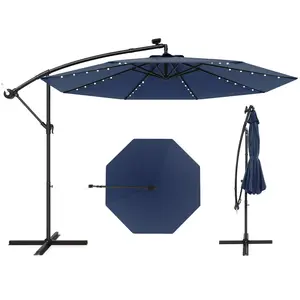 CostwayParasol Déporté Solaire de 300 cm 40 Perles de Lampe Panneau So... pas cher