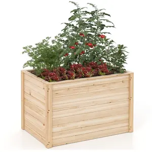 CostwayJardinières en Bois de Sapin 100x64x65,5cm Bac à Fleurs avec Ba... pas cher