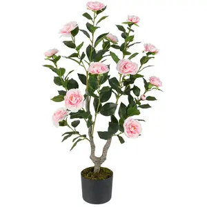 CostwayPlante Artificielle à Fausses Fleurs de 90 cm Fausse Plante Cam... pas cher