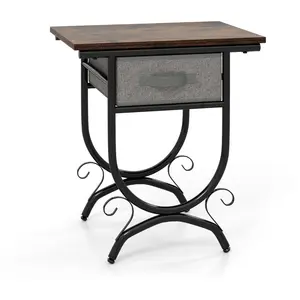 CostwayTable de Nuit avec Tiroir en Tissu Table de Chevet Industrielle... pas cher