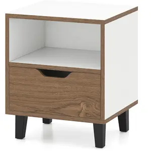 CostwayTable de Chevet Table de Nuit Moderne de Style Mi-siècle avec T... pas cher