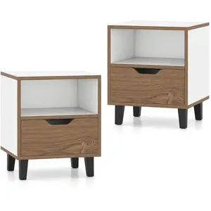 CostwayLot de 2 Table de Chevet Table de Nuit Moderne de Style Mi-sièc... pas cher