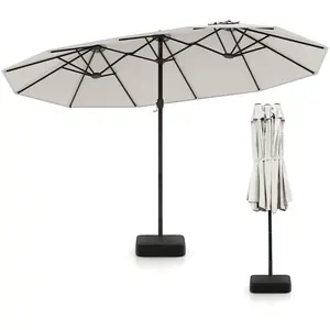CostwayParasol de Terrasse Double Parasol d'Extérieur 12 Baleines en M... pas cher