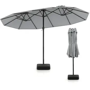 CostwayParasol de Terrasse Double Parasol d'Extérieur 12 Baleines en M...