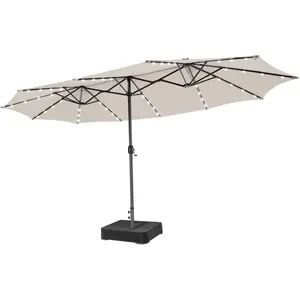 CostwayParasol Double Face de 4,70 m avec 48 Lumières LED Base à Leste... pas cher