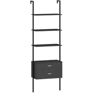 CostwayBibliothèque Étagère à 6 Niveaux avec 2 Tiroirs 184 cm de Haut ... pas cher