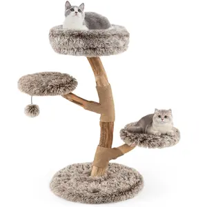 CostwayArbre à Chat de 90 cm Tour pour Chat en Bois Massif de Poirier ... pas cher