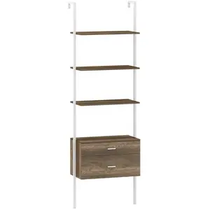 CostwayBibliothèque Étagère à 6 Niveaux avec 2 Tiroirs 184 cm de Haut ... pas cher