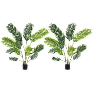 Lot de 2 Palmiers Areca Artificiels de 140 cm - COSTWAY - Faux Plante ... pas cher