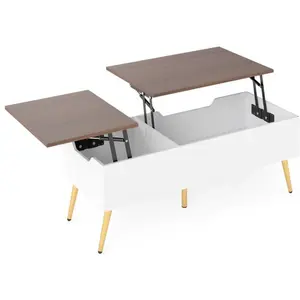 CostwayTable Basse Relevable Table Basse Moderne avec 2 Compartiments ... pas cher
