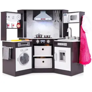 CostwayCuisine de Jeu en Bois pour Enfants Cuisine d'Angle avec Lumièr... pas cher