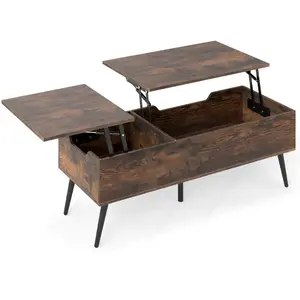 CostwayTable Basse Relevable Table Basse Moderne avec 2 Compartiments ... pas cher