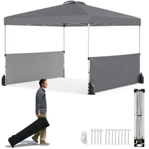 CostwayTonnelle de Jardin Pliable 3x3M avec 2 Demi-Murs Latéraux Tente... pas cher