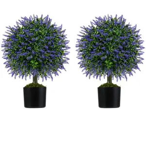 CostwayLot de 2 Arbres de Buis Artificiel Topiaire 58 cm Boules de Lav...Vendu parcostway