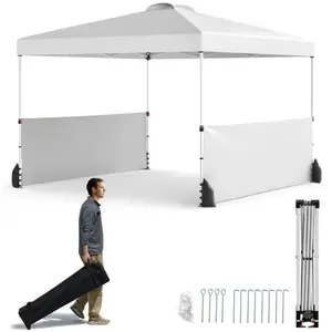 CostwayTonnelle de Jardin Pliable 3x3M avec 2 Demi-Murs Latéraux Tente... pas cher