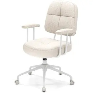CostwayChaise de Bureau avec Dossier Rembourré et Accoudoirs Matelassé... pas cher