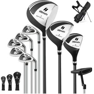 CostwayEnsemble de Clubs de Golf 9 Pièces pour Débutant avec Sac Trépi...