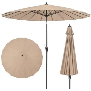 CostwayParasol de Terrasse Rond de 265 Cm Parasol avec 18 Baleines en ... pas cher