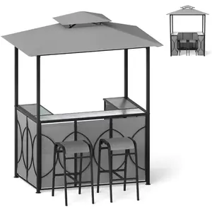 CostwayGazebo de Gril 194 x 121 x 242 cm Ensemble de Bar de Patio 3 Pi... pas cher