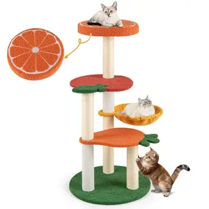 CostwayArbre à Chat Style Fruit Tour à Chat Multi-Niveaux avec Perchoi... pas cher