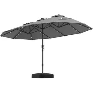 CostwayParasol Double Face de 4,70 m avec 48 Lumi ¨res LED Base Les... pas cher