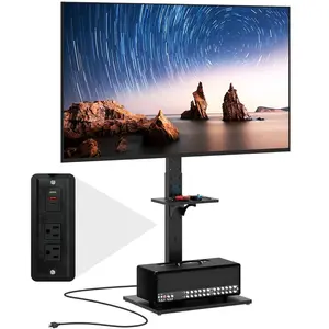 CostwaySupport TV au Sol avec Prise Secteur Support Universel pour TV ... pas cher