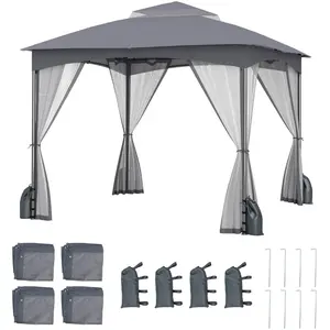 CostwayTonnelle de Jardin 300x300 cm avec Parois en Filet Tente de Rec... pas cher