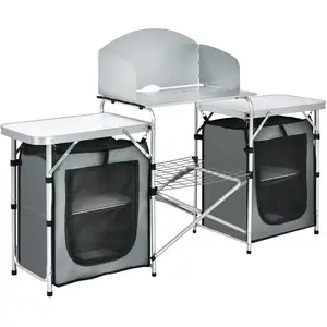 CostwayCuisine de Camping avec Etagère de Rangement Cuisine d’Extérieu...
