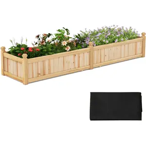 CostwayBac à Jardiner Surélevé en Bois Jardinière Rectangulaire avec S... pas cher