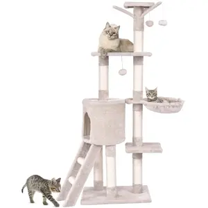 CostwayArbre à Chat de 140cm Multi-Niveaux avec Griffoirs en Sisal Con... pas cher