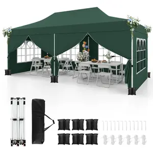 CostwayTonnelle de Jardin 3x6M avec 6 Parois Latérales Amovibles Tente... pas cher