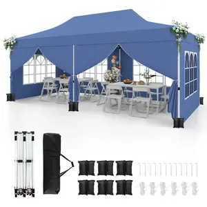 CostwayPavillon Pliant 3 x 6 m avec 6 Parois Latérales Amovibles et Sa... pas cher