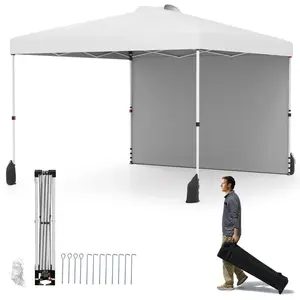 Costway3X3M Tente de Canopée Rabattable avec 1 Paroi Latérale Sac à Ro... pas cher