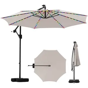 CostwayParasol Déporté Solaire 3 M avec Base Parasol Inclinable avec L...Vendu parcostway