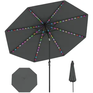 CostwayParasol de Patio Solaire de 3 m avec 96 Lumières LED à 9 Modes ... pas cher