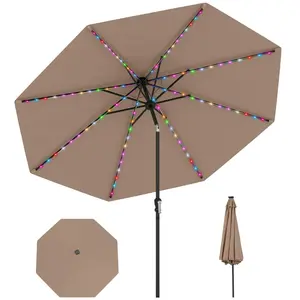 CostwayParasol de Patio Solaire de 3 m avec 96 Lumières LED à 9 Modes ... pas cher