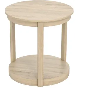 CostwayTable Basse Ronde à 2 Niveaux Table de Canapé en Bois Caoutchou... pas cher