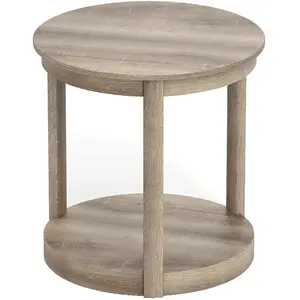 CostwayTable Basse Ronde à 2 Niveaux Table de Canapé en Bois Caoutchou... pas cher