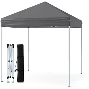 CostwayTonnelle de Jardin Pop-up Toit Aéré 202x202CM Tente Réception Pliant avec Hauteurs Ajustables Sac de Transport Gris pas cher