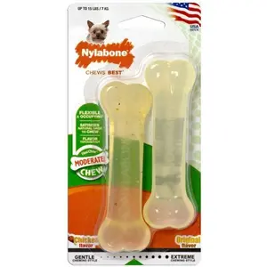 Nylabone Jouet pour chien Moderate Chew Twin Poulet Thermoplastique Taille XS (2 pcs) TU pas cher