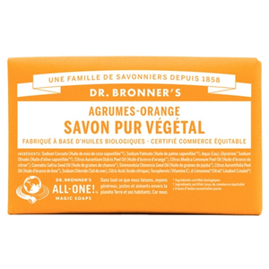Pain de savon agrumes-orange Dr Bronner's 140 g pas cher