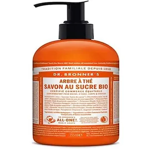 Savon Liquide au Sucre Bio Arbre à thé flacon-pompe Dr Bronner's 355 ml pas cher