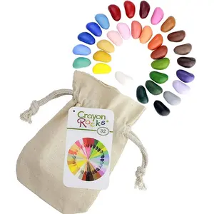 32 Crayons Couleurs Cailloux Sachet Coton Mousseline Crayon Rocks pas cher
