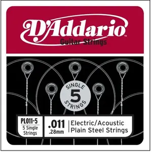 Comparateur de prix : D'Addario And Co PL011-5 Plain Steel 11 5-pack Cordes électrique à l'unité