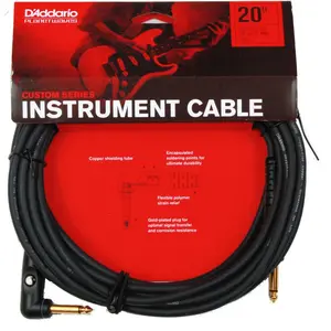 D'Addario Planet Waves PW-GRA-20 Custom Câble d'instrument à angle droit 6 m Noir pas cher